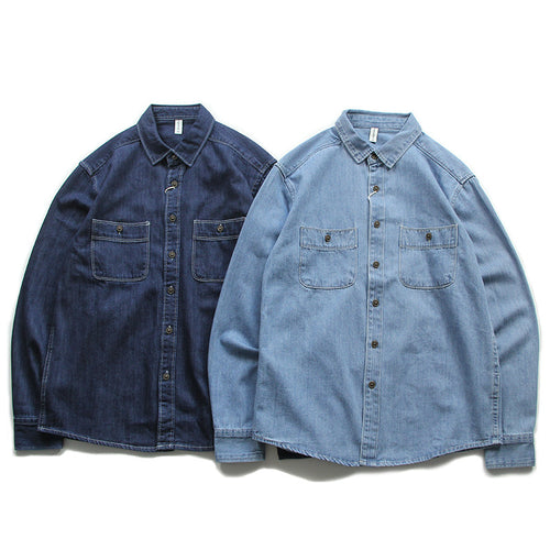 Herren Denim-Worker-Hemdjacke mit Brusttaschen und lockerer Passform Echoarchiv
