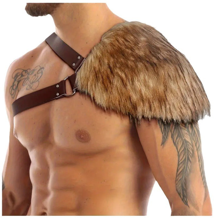 Herren Schulter-Harness mit abnehmbarem Kunstpelz-Schulterbesatz und verstellbaren Lederriemen Echo Archiv