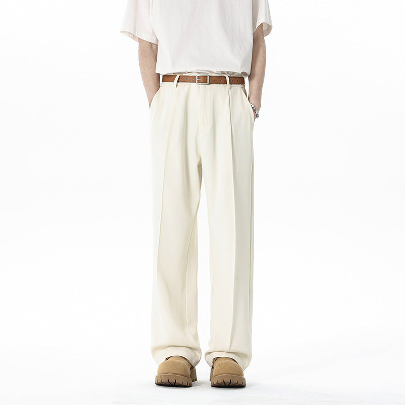 Herren nan weite Bundfalte Stoffhose mit hoher Taille, gerade Beinform und dezenten Seitentaschen Echo Archiv