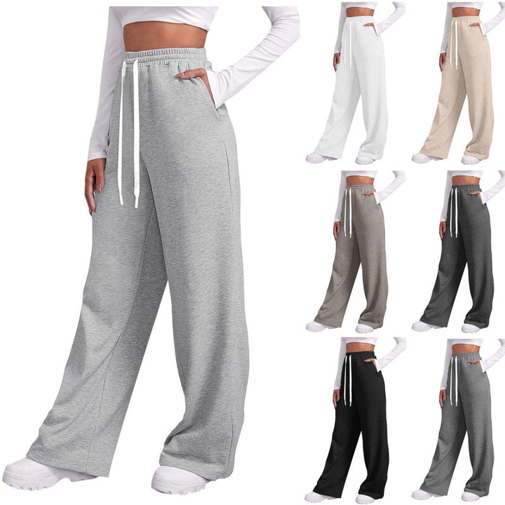 Damen nan lässige Loungehose mit geradem Bein extra langem Tunnelzug und tiefem Schritt Echo Archiv
