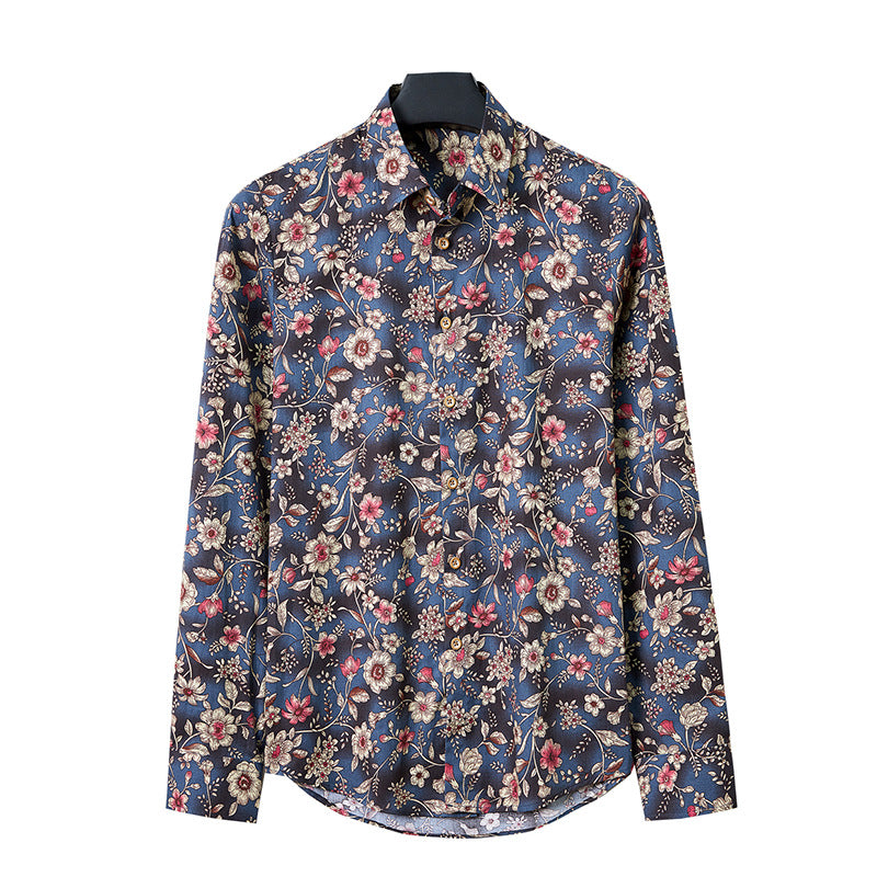 Herren Langarmhemd Tropischer Blattprint – Arvello