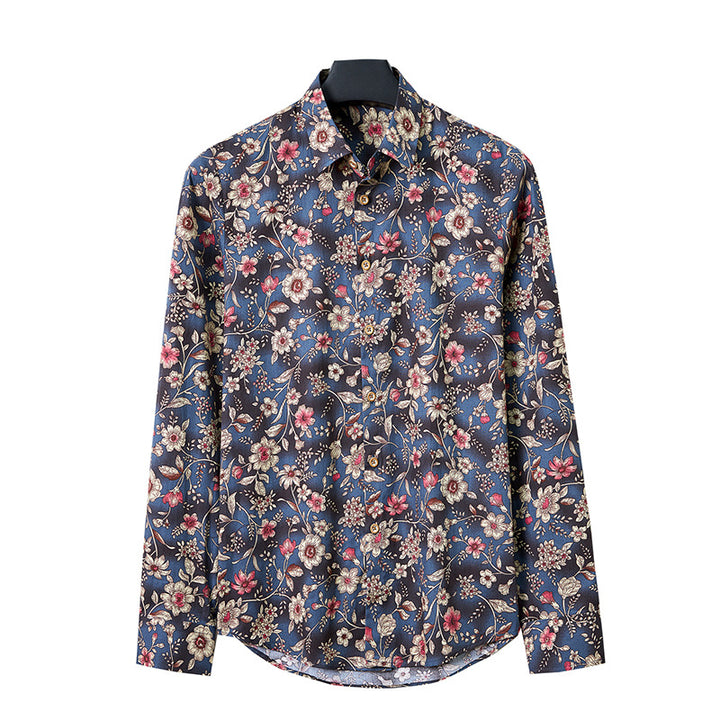 Herren Langarmhemd Tropischer Blattprint – Arvello