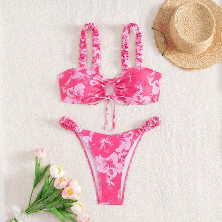 Damen Hochgeschnittener Bikini mit Rüschendetails Echo Archiv
