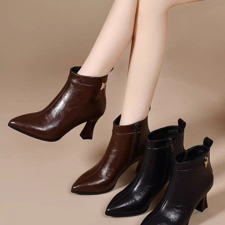 Damen Elegante Stiefeletten mit hohem Absatz und Reißverschluss Echo Archiv