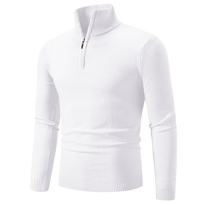 Herren nan Feinstrick-Halbzip-Pullover mit Rippen-Stehkragen und schmaler Passform Echo Archiv