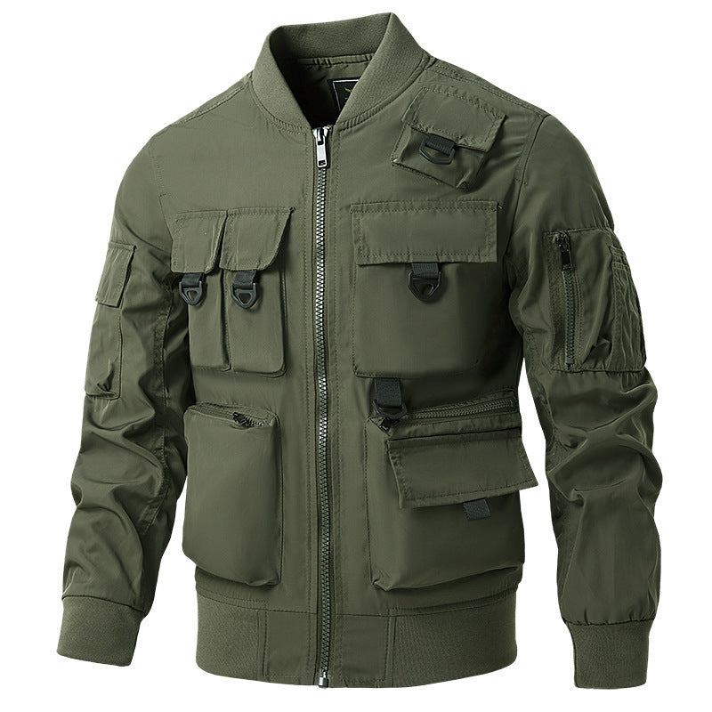 Herren nan leichte Multitaschen-Bomberjacke im Pilotstil mit taktischen Schnallen, wasserabweisendem Nylon und elastischem Bund Echo Archiv