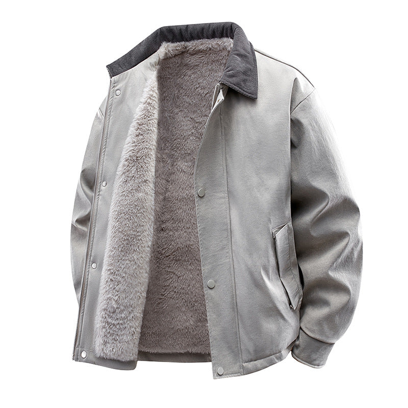 Herren Lässige Kunstlederjacke mit Teddyfutter Echo Archiv 1787738670