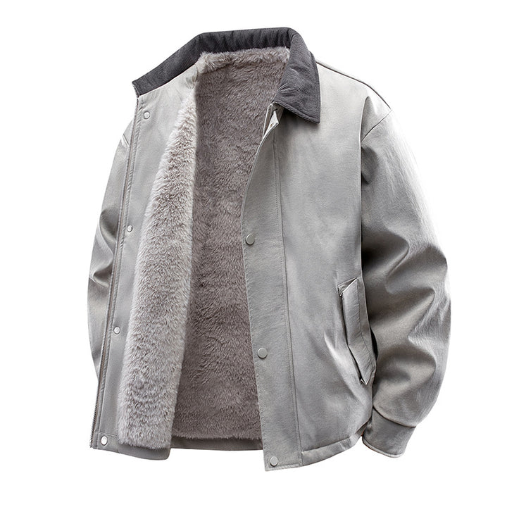 Herren Lässige Kunstlederjacke mit Teddyfutter Echo Archiv 1787738670