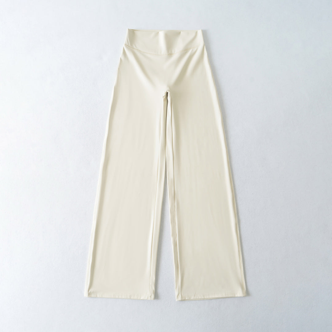Damen Weite High Waist Loungehose aus Stretchjersey mit fließendem Schlag Echoarchiv