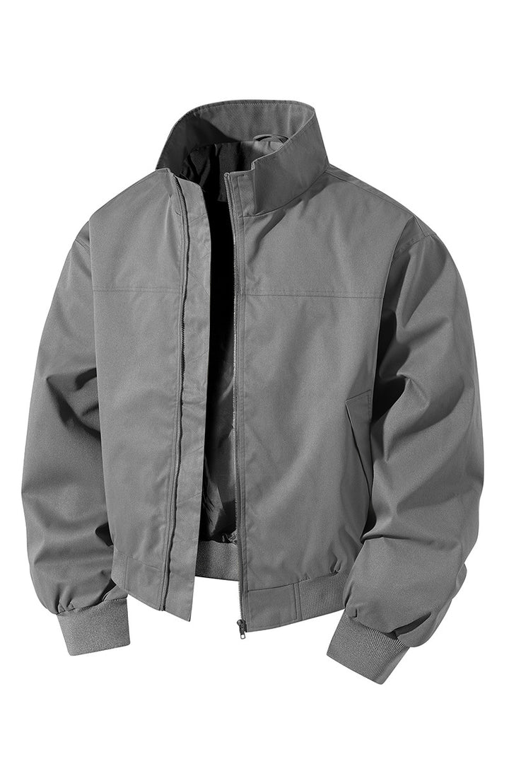 Herren kurz geschnittener Blouson mit Stehkragen und geripptem Saum – Taviero