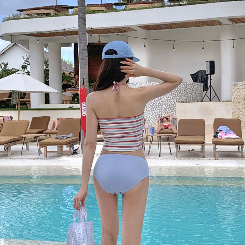 Damen Bikini-Set mit kurzer Knopfleiste und trendiger Rippstruktur Echo Archiv
