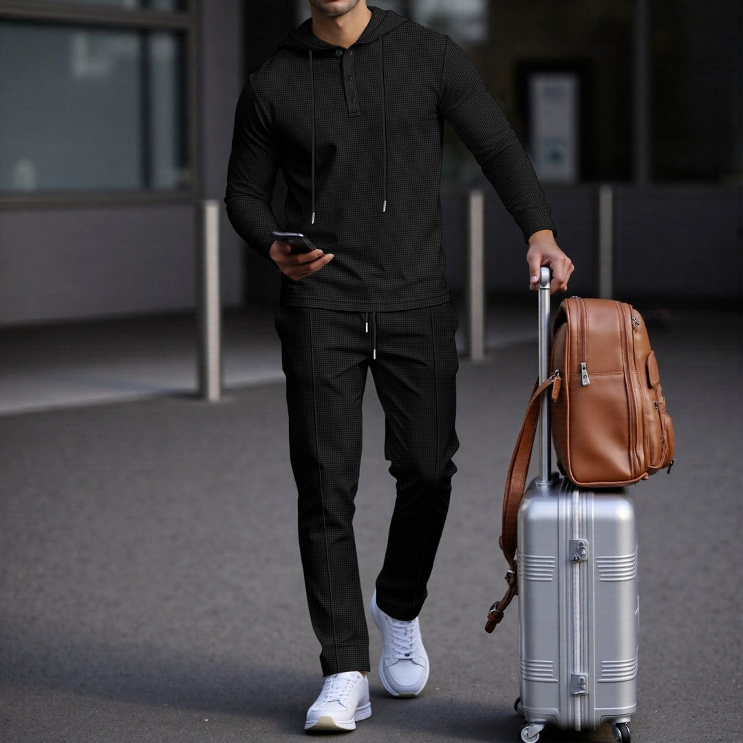 Herren sportives Hoodie und Jogginghose Set im strukturierten Design Echoarchiv