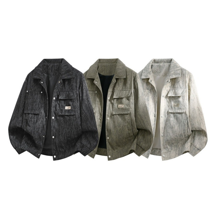 Herren Utility-Overshirt aus Vintage-Optik mit Druckknopfleiste, Pattentaschen & gebürsteter Struktur Echoarchiv