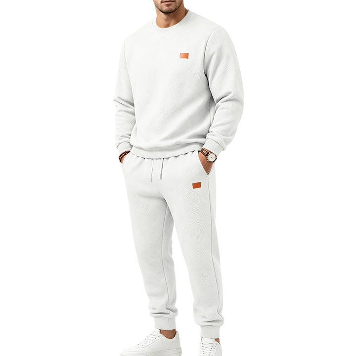 Herren Gemustertes Komfort-Sweatset mit Rundhals-Sweatshirt und Kordel-Jogginghose Echoarchiv