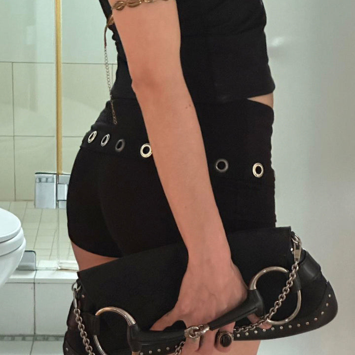 Damen Modische Shorts mit dekorativen Ösen Echo Archiv