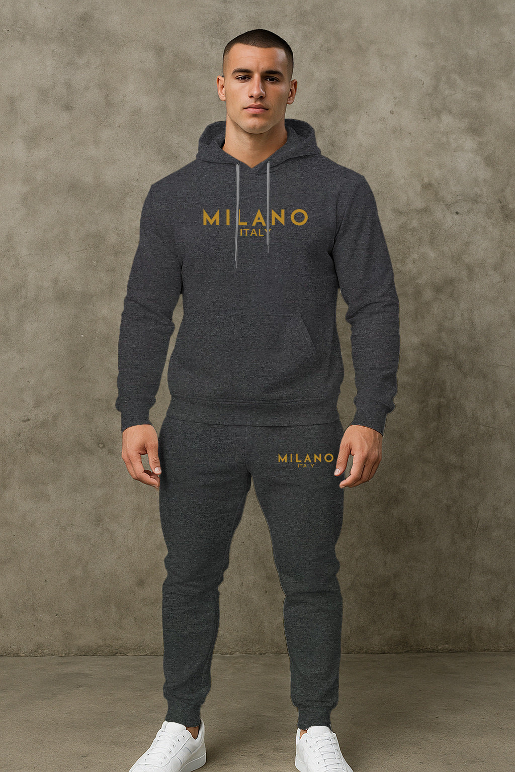 Herren Hoodie und Jogginghose Set mit stylischem Milano Print Echoarchiv