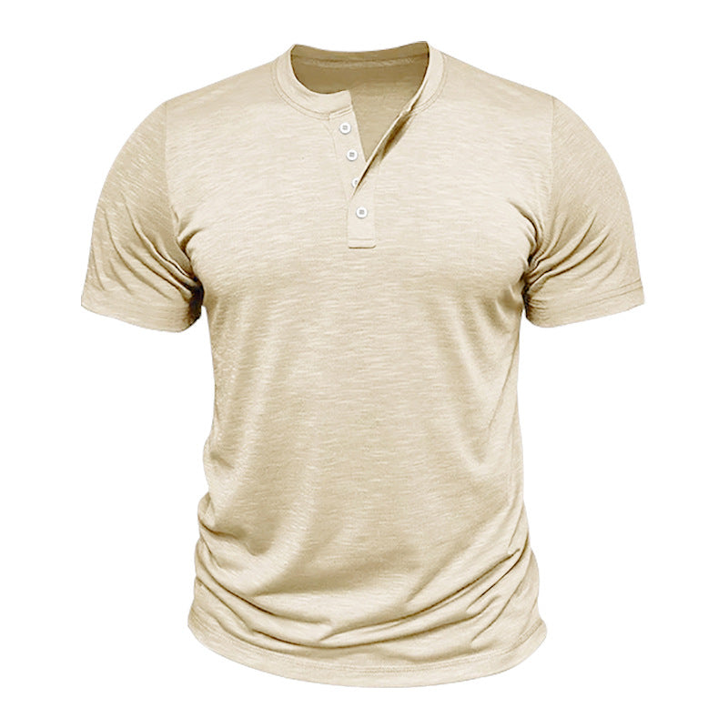 Herren Kurzarm-Henley-T-Shirt mit hochwertigem, atmungsaktivem Baumwollmix Echoarchiv