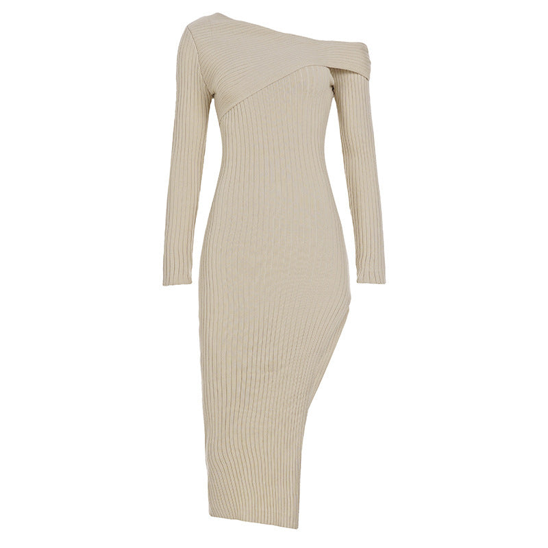 Damen nan eng anliegendes One-Shoulder-Rippenkleid mit asymmetrischem Ausschnitt und figurbetonter Midi-Silhouette Echo Archiv