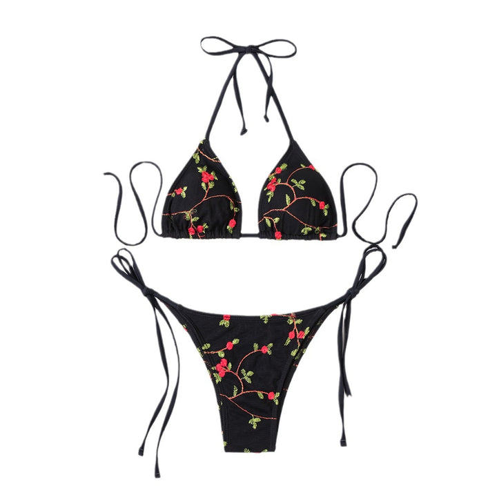 Damen Triangel-Bikini mit handgefertigten floralen Stickereien Echo Archiv