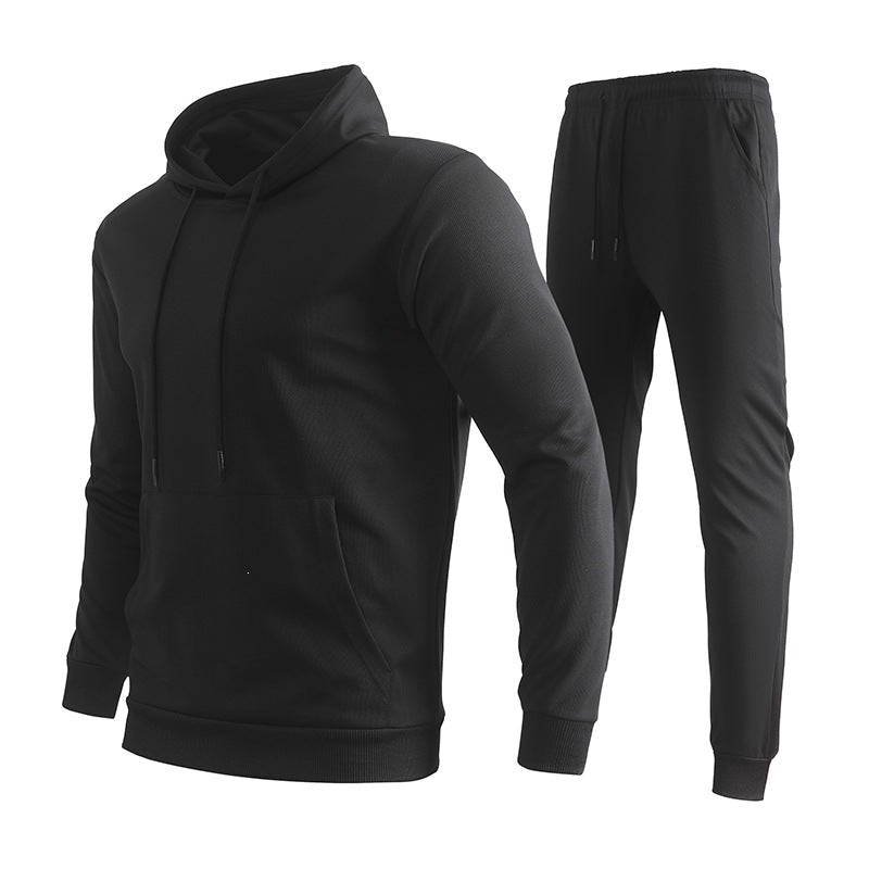 Herren Zweiteiliges Trainingsset mit Kapuzenpullover & tapered Jogginghose aus atmungsaktivem Funktionsfleece Echoarchiv