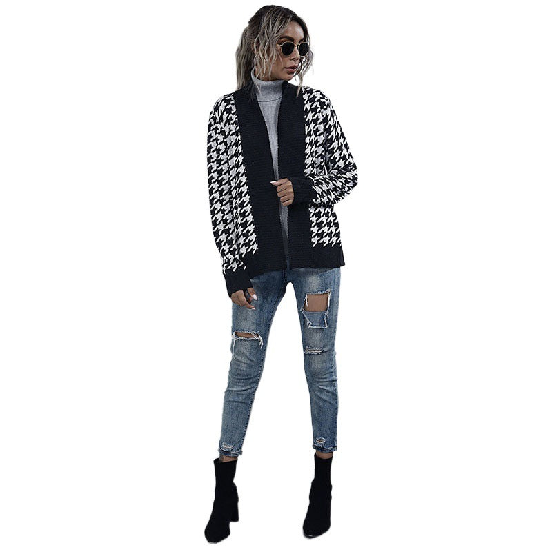 Damen Modischer Cardigan mit Bicolor-Hahnentritt Echo Archiv