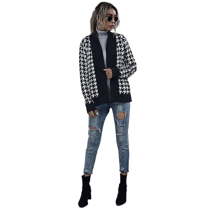 Damen Modischer Cardigan mit Bicolor-Hahnentritt Echo Archiv