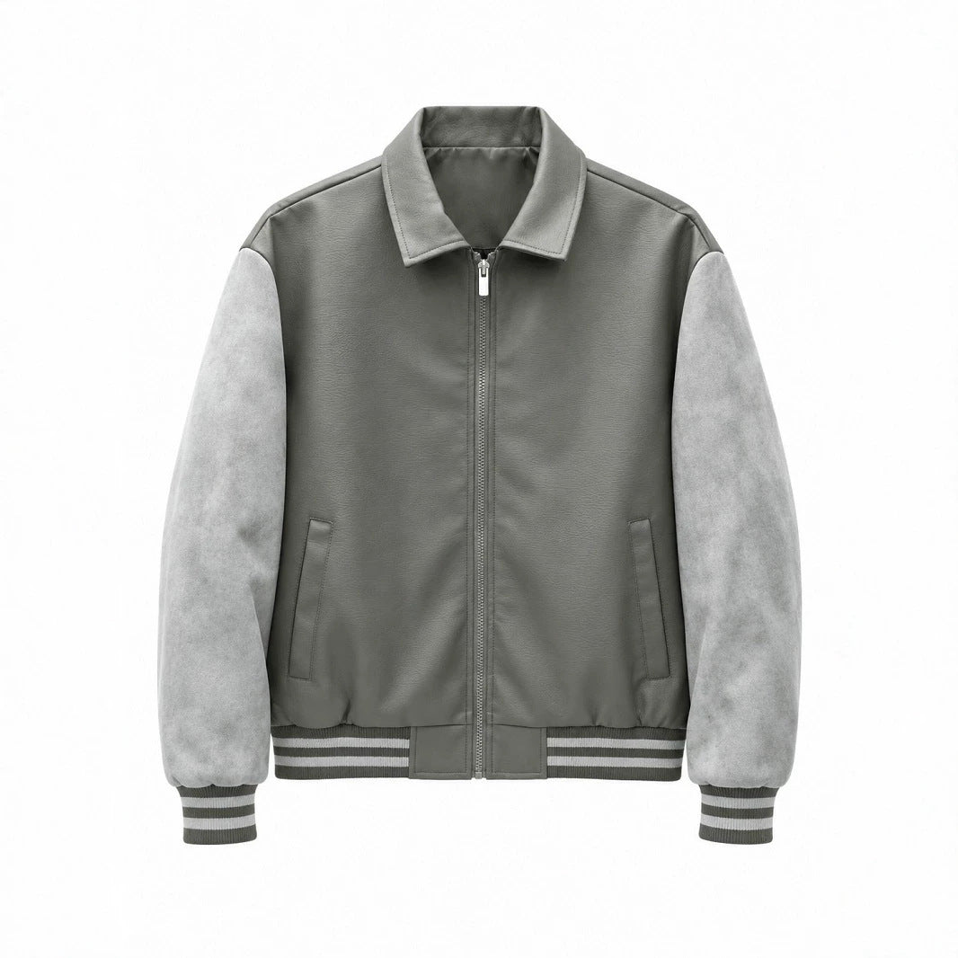 Herren Modische Kunstleder Bomberjacke Echo Archiv