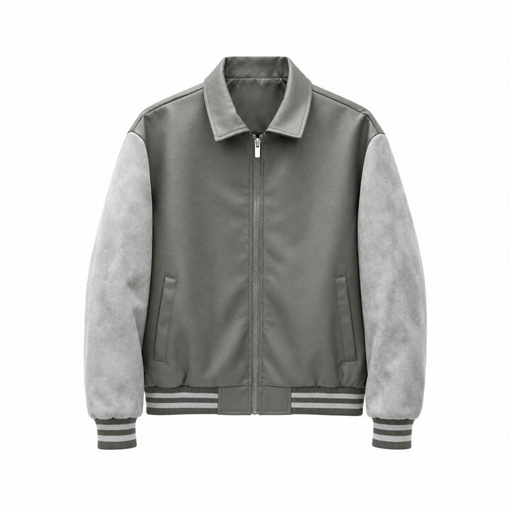 Herren Modische Kunstleder Bomberjacke Echo Archiv