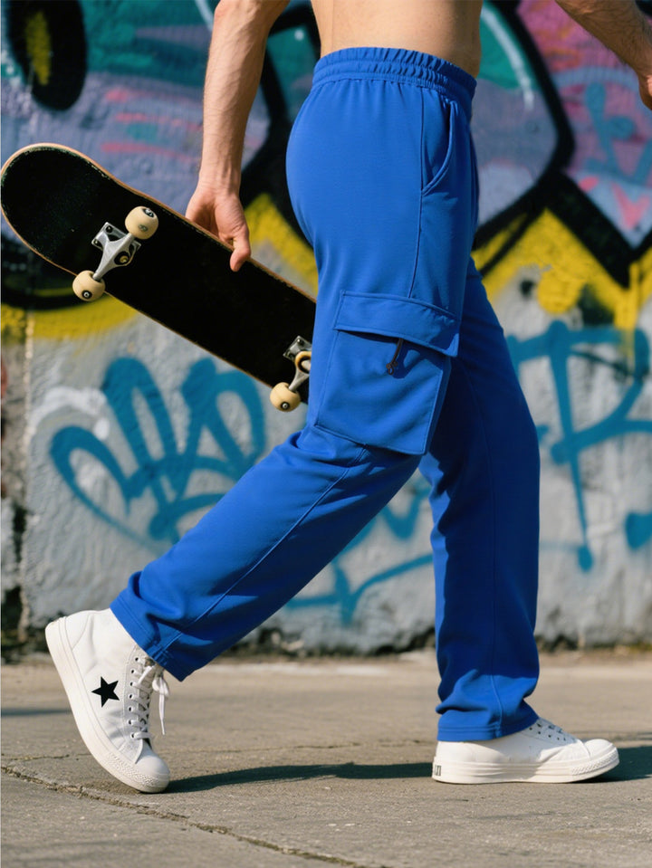 Herren Relaxed-Fit Cargo-Jogginghose mit elastischem Bund, Klapptasche & Tunnelzug – Bravaro