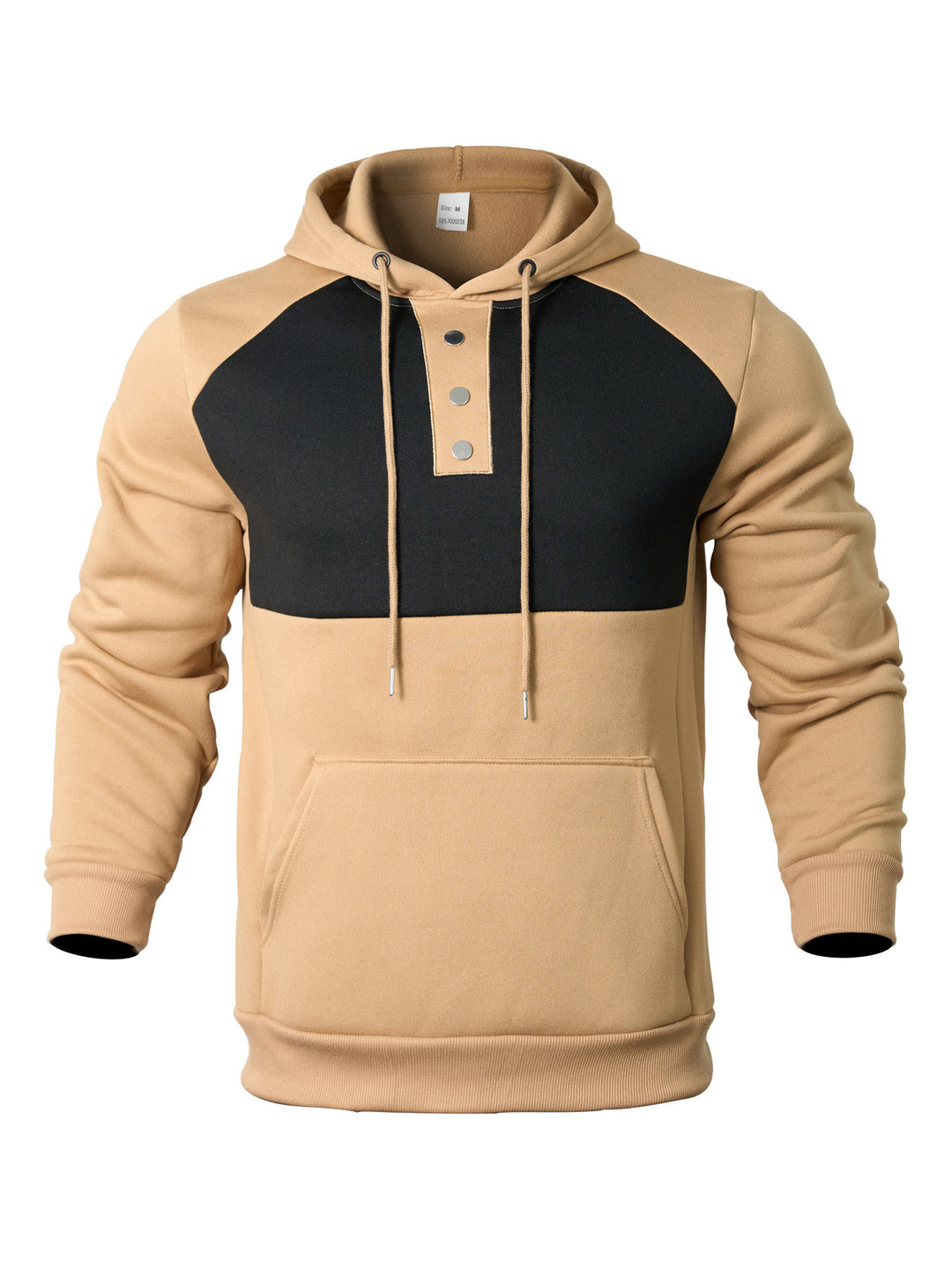 Herren Kapuzenpullover mit durchgehendem Kängurutaschen-Design und modischer Knopfleiste Echoarchiv