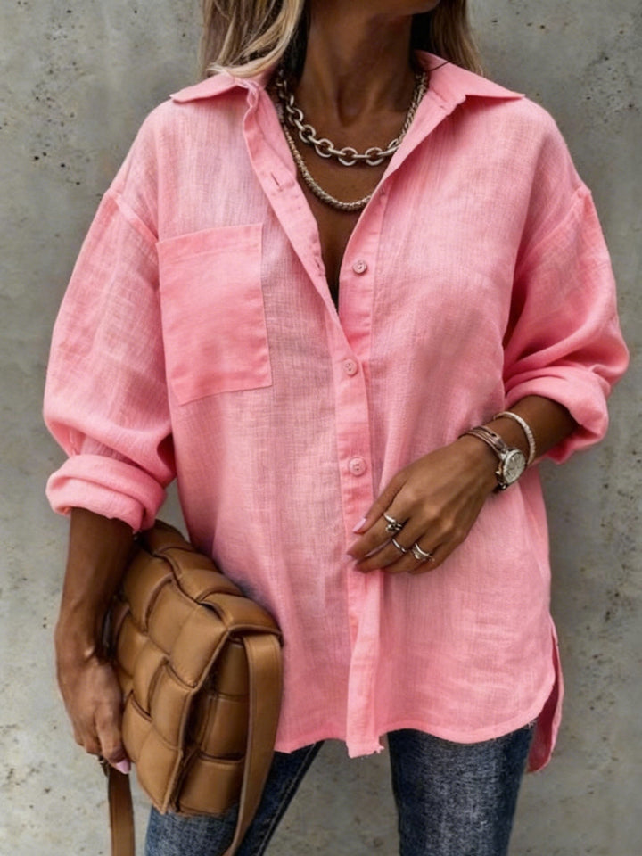 Damen Leichte und lässige Bluse mit Brusttasche Echo Archiv