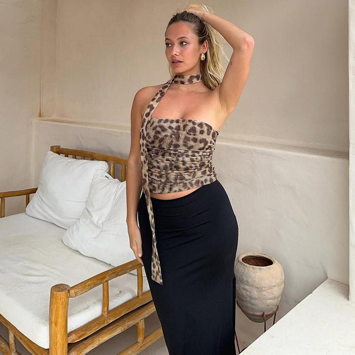 Damen Ausgefallenes Wickeltop mit asymmetrischem Design und dekorativen Rüschendetails Echo Archiv
