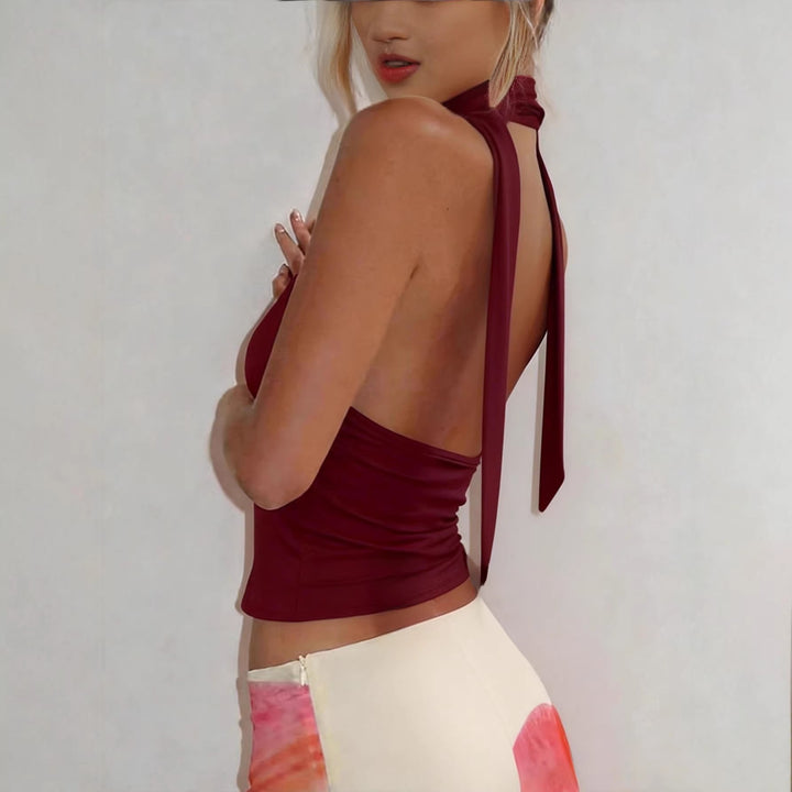 Damen Neckholder-Top mit tiefem Ausschnitt und Raffung Echo Archiv
