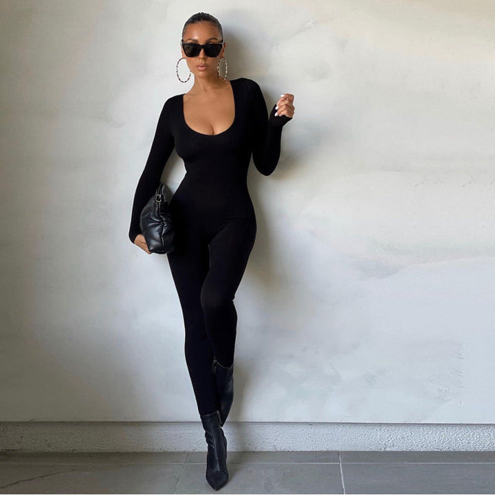 Damen Langarm Bodycon Jumpsuit Echoarchiv