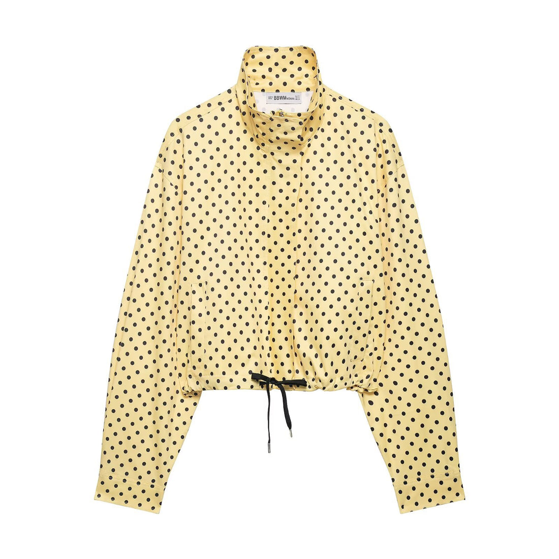 Damen Cropped-Übergangsjacke mit Polka-Dot, hohem Funnelkragen und Tunnelzug Echoarchiv