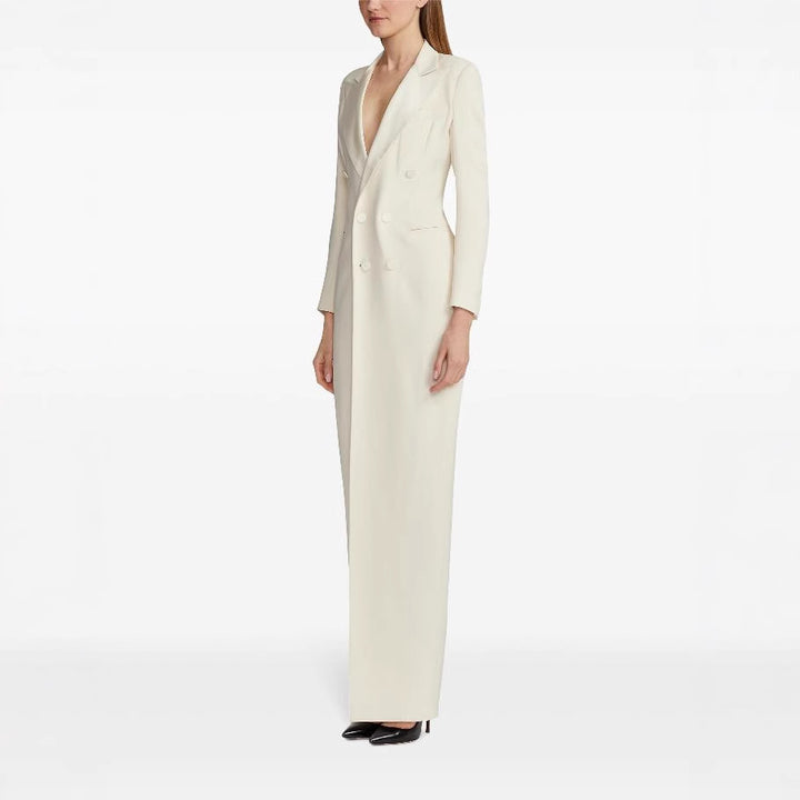 Damen Lange Smokingsakko-Kleid mit tailliertem Schnitt und Beinschlitz Echoarchiv