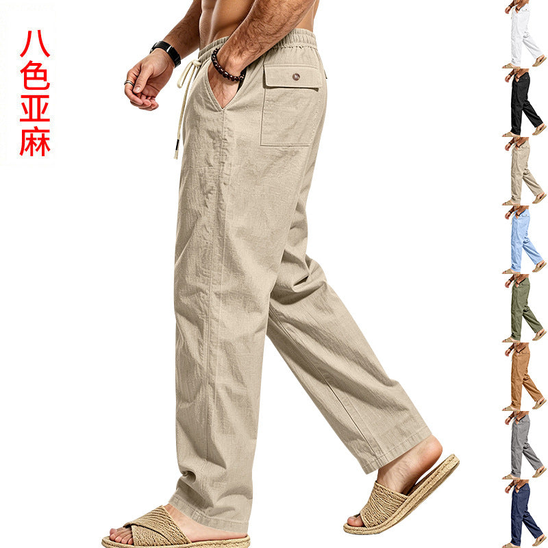 Herren Leichte Relax-Hose mit elastischem Bund, Kordelzug und aufgesetzter Cargotasche Echoarchiv