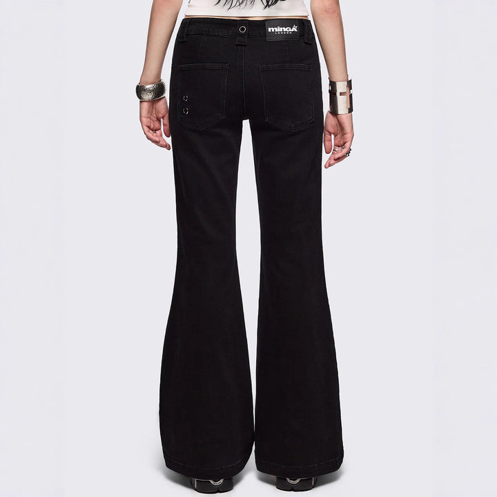 Damen Flared Jeans mit dekorativen Ösen Echo Archiv