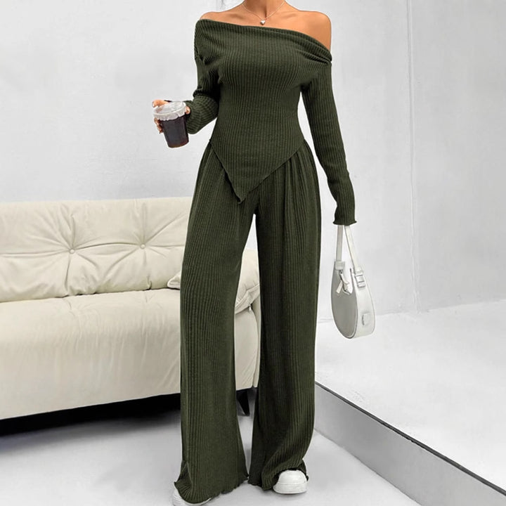 Damen figurbetontes Jumpsuit mit asymmetrischem Ausschnitt und langen Ärmeln Echo Archiv