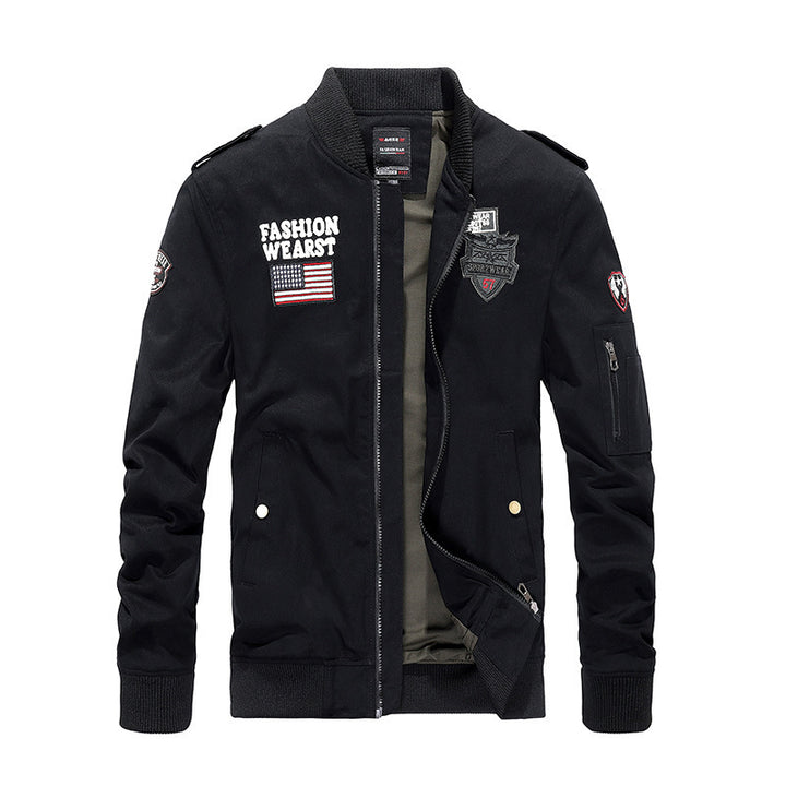 Herren Vintage-Canvas Bomberjacke mit Patchapplikationen und Ärmeltasche Echo Archiv
