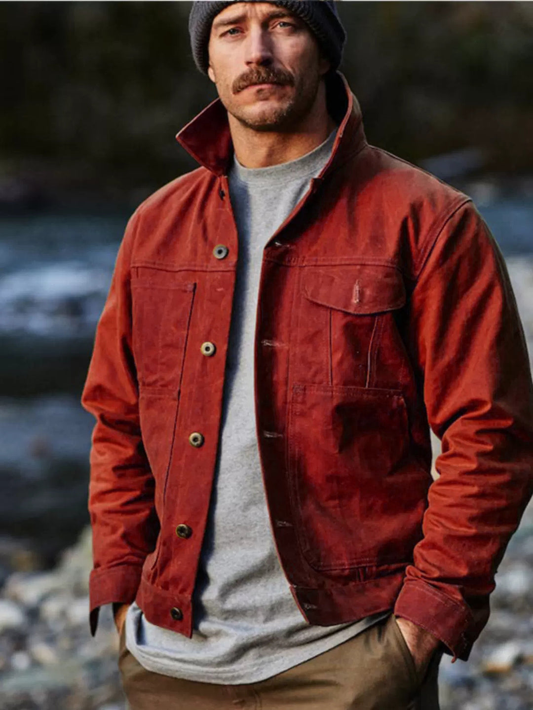 Herren leichte Utility-Jacke mit praktischen Taschen und stylischem Stehkragen Echoarchiv