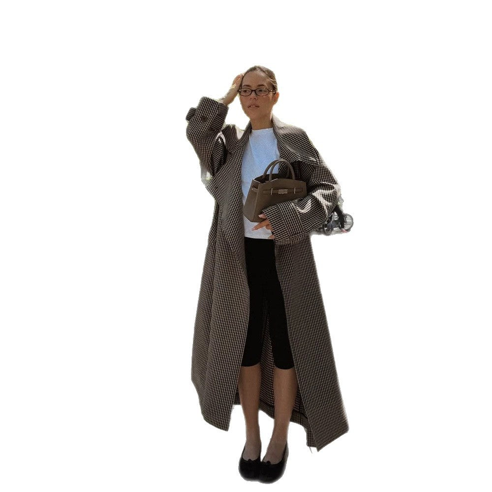 Damen Oversize Mantel im Glencheck mit weitem Revers und fallender Schulterpartie Echoarchiv