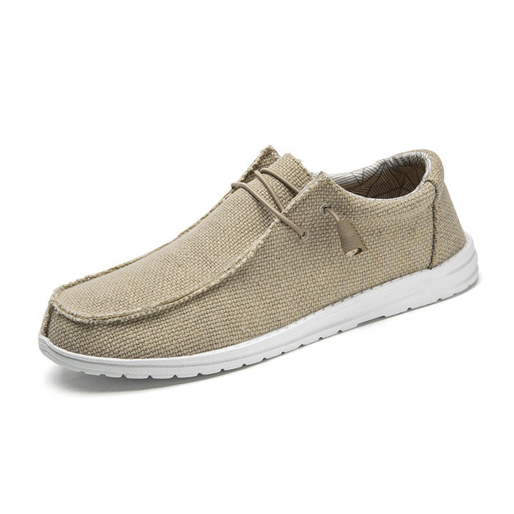 Herren Legerer Canvas-Mokassin-Slipper mit geflochtener Schnürung und gefleckter EVA-Sohle Echoarchiv