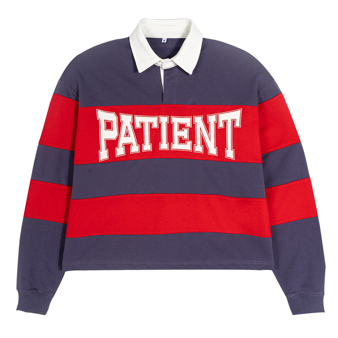 Herren Gestreiftes Rugby-Polo Sweatshirt mit Kontrastkragen und Oversize-Passform Echo Archiv