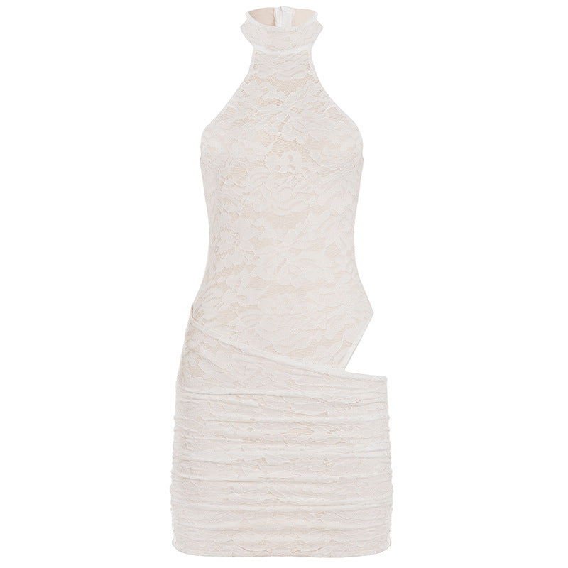 Damen Spitzen-Cocktailkleid mit schicker Halteroptik und elastischem Saum Echo Archiv