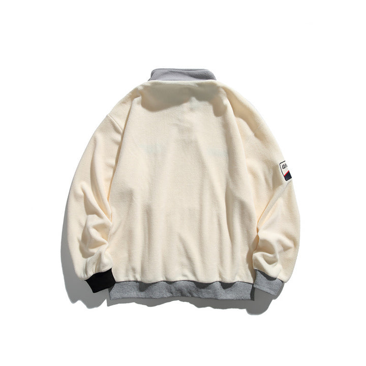 Unisex Fleece-Halbzip-Pullover mit Stehkragen, Kängurutasche und Kontrastbündchen Echoarchiv