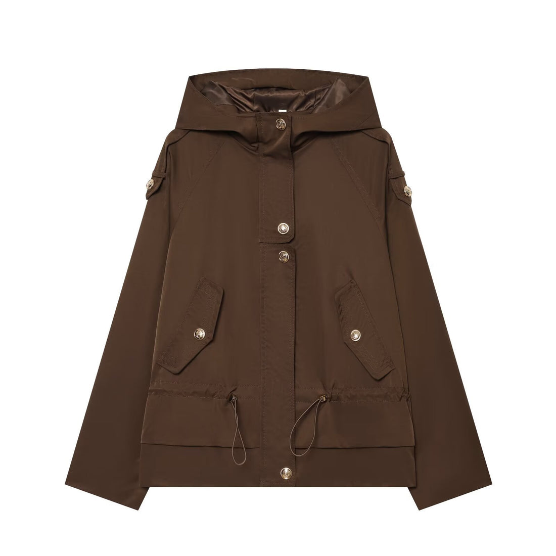 Damen Kurzparka mit Kapuze, Tunnelzug-Taille und Pattentaschen Echoarchiv