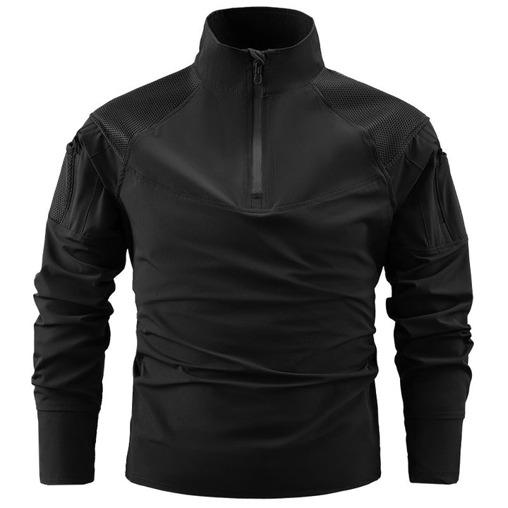 Herren nan taktisches Combat-Fieldshirt mit Halbreißverschluss, atmungsaktiven Mesh-Schultern und multifunktionalen Ärmeltaschen Echo Archiv