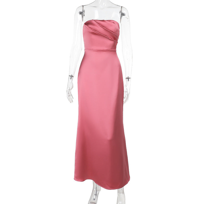 Damen Elegantes Satin-Maxikleid mit figurformendem Schnitt Echo Archiv