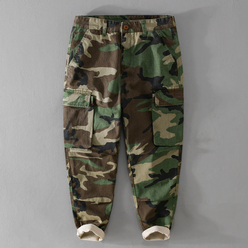 Herren Slim-Tapered Cargohose im Military-Stil mit Gummibündchen und Klappentaschen Echoarchiv